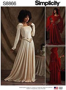 Simplicity Women's Fantasy Cosplay Costume Gown Sewing Patterns, Sizes 6-14