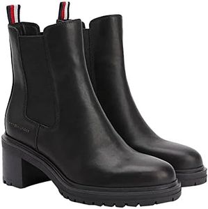 Tommy Hilfiger Femme Outdoor Chelsea Mid Heel Boot 619 FW0FW06619 Bottes mi-Hautes, Noir (Black), 41 EU