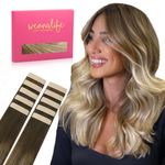 WENNALIFE Tape in Hair Extensions Human Hair 10pcs 20g 10 inch Ombre Walnut Brown to Ash Brown and Bleach Blonde Real Human Hair Extensions for Women Rallonge Cheveux Humain Naturel