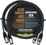 WORLDS BEST CABLES 2 Units - 6 Foot - Canare L-4E6S, Star Quad Balanced Male to Female Microphone Cables with Amphenol AX3M & AX3F Silver XLR Connectors - Custom Made by