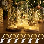 HXWEIYE 6 Pack Fairy Lights Battery Operated Warm White,7ft 20LED Fairy String Lights Silver Wire Mason Jar Lights, Waterproof Firefly Starry Lights for Bedroom Indoor Outdoor