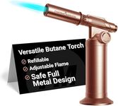 ThermoMaven Butane Torch Lighter, Full Metal Kitchen Torch, Refillable Cooking Blowtorch, Adjustable Flame for Culinary Food, Brulee, Baking, and Soldering, Fits All Butane Tanks (Fuel not Included)