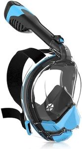 Yosmer Full Face Snorkel Mask for Adults, Snorkeling Gear with Latest Dry Top System, Patented Airflow System with Fan Assistance, 180° Panoramic Foldable Design, Anti-Fog & Anti-Leak, Blue, L