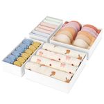 DIMJ 4 Pack Drawer Organizer for Clothes - Underwear Organiser, Foldable Fabric Dresser Organiser Bins, Sock Dividers for Bedroom Drawers Bedside Cabinet Closet Wardrobes, White