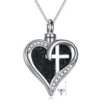 Cross Heart Urn Necklace for Ashes 925 Sterling Silver Cross Heart Ashes Necklace for human ashes keepsake cremation jewelry for ashes of loved ones