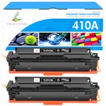 True Image Compatible Toner Cartridge Replacement for HP 410A CF410A Laserjet Pro M477fdw M477fnw M452dn M452nw M477fdn M377dw M452dw M477 M452 Printer Ink (Black, 2-Pack)