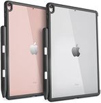 TineeOwl iPad Pro/Air 3 (10.5-inch) Case with Pencil Holder [Improved] Thin and Slim, Compatible with Apple Smart Keyboard and Smart Cover (Clear/Black)