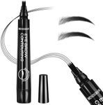 Magic Microblading Eyebrow Contouring Pencil - Professional Grade Microblade Eyebrow Pen - Precise Waterproof Brow Pen 4 Tipped Precise Waterproof with Micro-Fork Tip Applicator (Black-05)