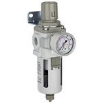 HOSEMART 1/2" Inch Pneumatic Air Filter Regulator (FR Unit) With Pressure Gauge and Metal Guard Compressor Unit