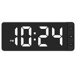 Digital Wall Clock with Large Display, Big Digits, Auto-Dimming, 12/24Hr Format, Battery Backup, Silent LED Wall Clock for Farmhouse, Kitchen, Living Room, Bedroom, Classroom, Office – White