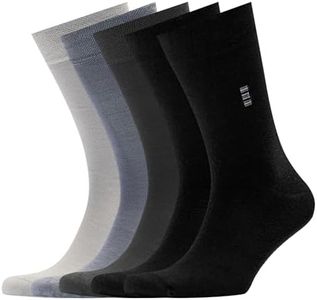 VRD SOCKS Men’s Dress Socks, Mid Calf Socks for Men, 5-Pairs Plain Design, Crew Socks for Men Shoe Size 8-13 (Grey Assorted)