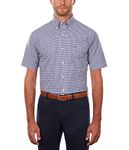 Tommy Hilfiger Men's Short Sleeve Button-Down Shirt, Riviera Blue 17.5" Neck