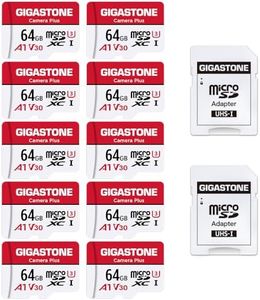 GIGASTONE 64GB Micro SD Card 10-Pack, Camera Plus, MicroSDXC Memory Card for Wyze Cam, Security Camera, Smartphone, Fire Tablet, 4K Video Recording, UHS-I U3 A1 V30, 95MB/s, with Adapter
