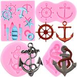 Mujiang Rudder Anchor Fondant Molds Sailing Boat Hook Silicone Mold for Cake Decoration Cupcake Topper Candy Polymer Clay Chocolate Gum Paste Set of 4