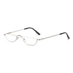 KoKoBin Half Frame Reading Glasses Spring Hinges for Men Women Slim Half Moon Lens Readers Metal Semi Rimless eyewear (Silver,2.0)