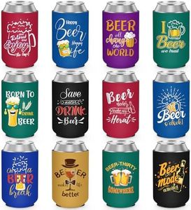 12 Pack Can Cooler Sleeve Funny Quotes Neoprene Drink Cooler Sleeves for Cans and Bottles, 12 Oz Soft Insulated Drink Bottle Holder for Men Birthday Bachelor Party Favors