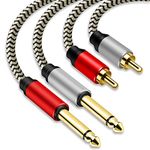 Ubrand 2 x 6.35 mm to 2RCA Cable,Dual 1/4 inch TS Stereo Jack Male to 2 RCA Male Stereo Audio Cable Splitter Adapterwith PVC Shelled Housing and Nylon Braid(0.5M/1.5Ft)