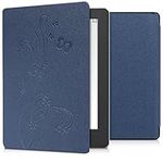 kwmobile Case Compatible with Kobo Aura H2O Edition 2 Case - eReader Cover - Butterfly Tendril Dark Blue