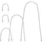 Urban Creation 5 Pieces Replacement Flat Chain Straps with Metal Slide Hook Buckles for DIY Handbags Crafts,4 Sizes (Silver)