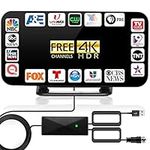 Antenna TV Digital HD Indoor - 350 Miles Long Range with Built-in Amplifier,32.8t Long Coax Cable Digital HDTV Antenna Support All Television, for Free Local Channels 4K HD 1080P VHF UHF