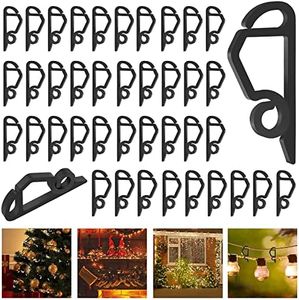 Yotako 100 Ganchos para canalones de techo para cadenas de luces, clip de luz navideña, mini soporte de plástico resistente a la intemperie, clip para decoración
