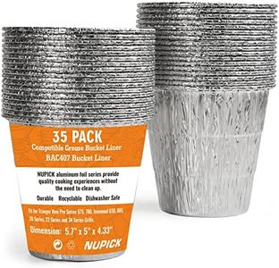 NUPICK 35 Pack BAC407 Grease Bucket Liner Compatible for Traeger Pro Series 575/780, 22/34 Series, Ironwood 650/885 Grills, Grill Accessories for Traeger, 4.9" x 4.5"