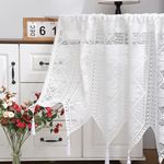 Molaxhome White Lace Window Valances 59inch,Rod Pocket Curtain Sheer Valance, for Home Kitchen Decor Window Treatments (White, 132 x 60 cm)