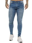 989Zé ENZO Mens Super Skinny Sim Fit Stretch Jeans Denim Pants EZ326 All Waist Sizes UK LSW 36 Short