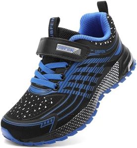 UBFEN Kids Sneakers Boys Girls Tennis Shoes for Running Athletic Walking Gym Sports Lightweight Breathable A Black Blue 3 Big Kid