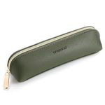 AROPANA Vegan Leather Pencil Case & Organizer - Portable Premium Zipper Pouch for School, Office, and Travel - Multi-Use Organizer for Stationery|Cosmetic|Makeup Brushes-21cm x 5cm - Green