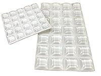 Clear Rubber Feet (53 Pack) Self Stick Bumper Pads - Made in USA - Adhesive Tall Square Bumpers for Electronics, Speakers, Laptop, Appliances, Furniture, Computers