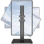 MOUNTUP Vertical Monitor Stand for Max 42 inch 26.4 lbs Computer Screen, Freestanding Single Ultrawide Monitor Mount for Desk, 28.35" Height Adjustable, Rotate VESA Mount, Strong Tempered Glass Base