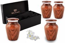 Wood Grains Finish 4 Pieces Small Keepsake Urns for Human Ashes Beautiful Mini Keepsake Sharing Urns to Honor Your Love One 2.75 Inches Tall Urns & 4 Individual Velvet Bags