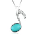 Musical Note Necklace 925 Sterling Silver Music Note Pendant Turquoise Music Jewelry for Women Girl Musiclover Birthday Gifts