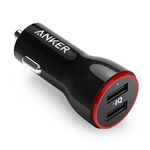 Anker 24W Dual USB Car Charger Adapter, PowerDrive 2 compatible with iPhone XS/MAX/XR/X/8/7/6/Plus, iPad Pro/Air 2/Mini, Note 5/4, LG, Nexus, HTC, and More - Black