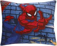 Marvel Spiderman Wall Crawler Red, White, and Blue Spider Webs Super Soft Toddler Pillow