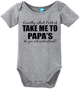 Take me to Papas Funny Bodysuit Baby Romper Gray 0-3 Month (NB)