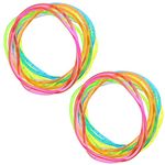 Topkids Accessories 24pc Gummy Bracelets Rubber Bangles Kids Party Bag Favour Fillers Jelly Jewellery Wrist Bands 80s Neon 90s Fancy Dress Fashion Wristbands (Brights Glitter)