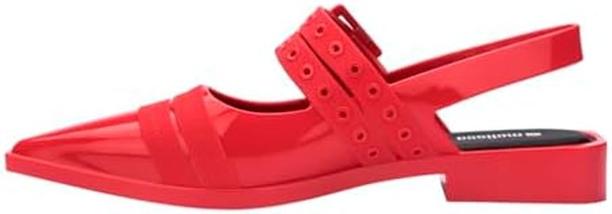 Melissa Ladylike Slingback Flats for Women, Red/Black, 8
