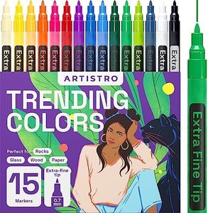 Acrylic Paint Pens for Rock Painting, Stone, Ceramic, Glass, Wood, Metal, Fabric, Canvas Pebbles. Set of 15 Acrylic Paint Markers Water-Based Extra-Fine Tip 0.7mm