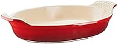 Le Creuset Heritage Stoneware 1-Quart Oval Au Gratin Dish Cerise