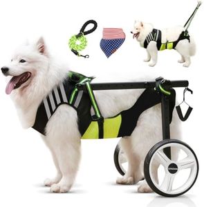 Lokshun Dog Wheelchair for Back Legs Large, Newly Wheelchair for Medium/Large Dogs, Adjustable Dog Carts with Wheels for Disabled Hind Legs, Waterproof, with LED, Leash, Angle-Adjustable Wheels - XXL
