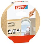 tesa Masking Tape Curves - Curved tape with extra strong crepe for masking curves and irregular shapes - for rough and smooth surfaces - 25 mx 25 mm