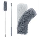 BOOMJOY Microfiber Duster with Extension Pole, 100" Long Handle Duster, Bendable Head, Duster for Cleaning Ceiling Fan, High Ceiling, Dark Grey