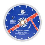 Super Thin Diamond Porcelain Saw Blade with X Teeth,BRSCHNITT 200mm x Arbor 25.4mm-22.23mm-16mm Angle Grinder Diamond Cutting Disc for Dry/Wet Cutting Porcelain Tile Ceramic Marble Granite