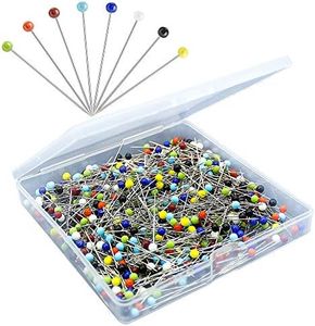 500PCS Sewing Pins for Fabric, Straight Pins with Colored Ball Glass Heads Long 1.5inch, Quilting Pins for Dressmaker, Jewelry DIY Decoration, Craft and Sewing Project by Sunenlyst