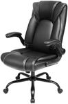 OUTFINE Flip-up Arms Office Chair 300lbs Executive Chair Swivel Office Chair with hydrolysis-Resistant Leather Spring Cushion Thick Padding and Ergonomic Design (Black, Flip Arm Medium)