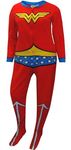 Briefly Stated Womens Wonder Woman Fleece Junior Cut One Piece Footie Pajama (Medium) Red, Red, M