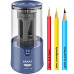 (Blue) - AFMAT Pencil Sharpener, Electric Pencil Sharpener for Coloured Pencils, Auto Stop, Fast Sharpen in 3s, Large Hole Pencil Sharpener Plug in for 6-12mm No.2/Jumbo Pencils-Blue