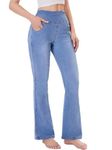 Chasehot Pull on Flare Jeans for Women, Trendy Stretchy High Waisted Bell Bottom Skinny Boot Cut Jeans Legging for Women Light Blue-L